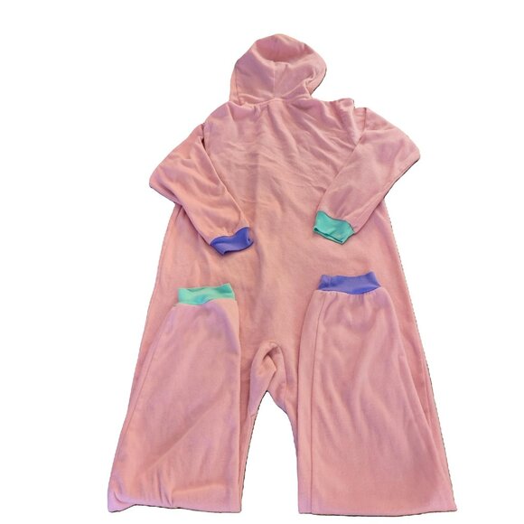 Cat & Jack One Piece Hooded Pajama Mask Sleepwear Pink Fleece Large 10-12 - Picture 3 of 11